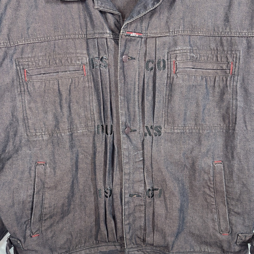 Willie Esco DUNS Jacket Mens 3XL XXXL Brown Denim Utility Baggy‎ Coat Y2K - Picture 14 of 14